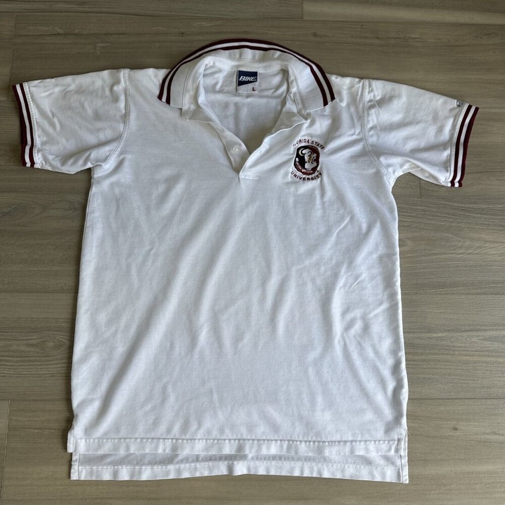 Vintage BIKE Embroidered‎ Shirt Seminoles Florida State FSU Mens L Made in USA